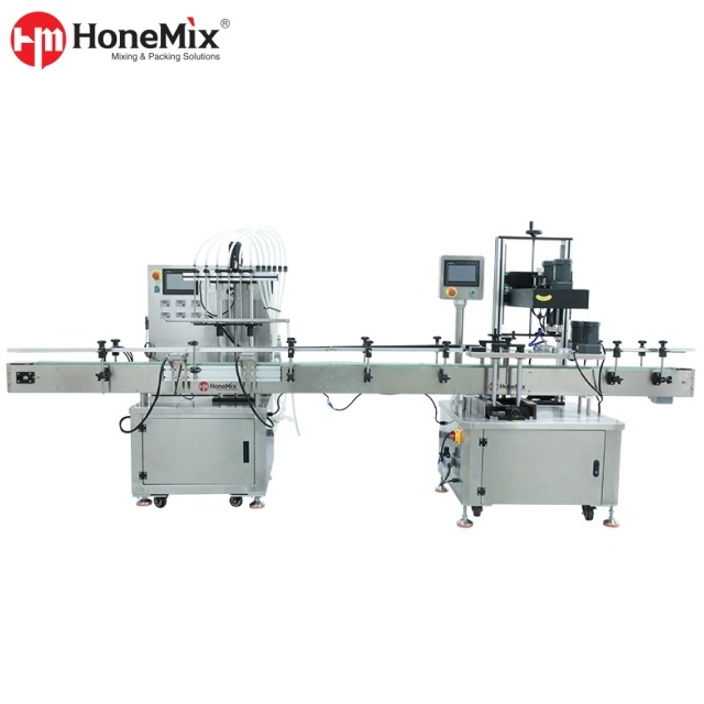 Honemix-Automatic-Magnetic-Pump-Liquid-Filling-Capping-Machine-Full-Line-View