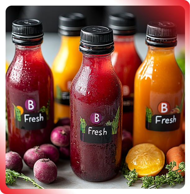 Colorful cosmetic jars after filling and capping on packaging conveyor