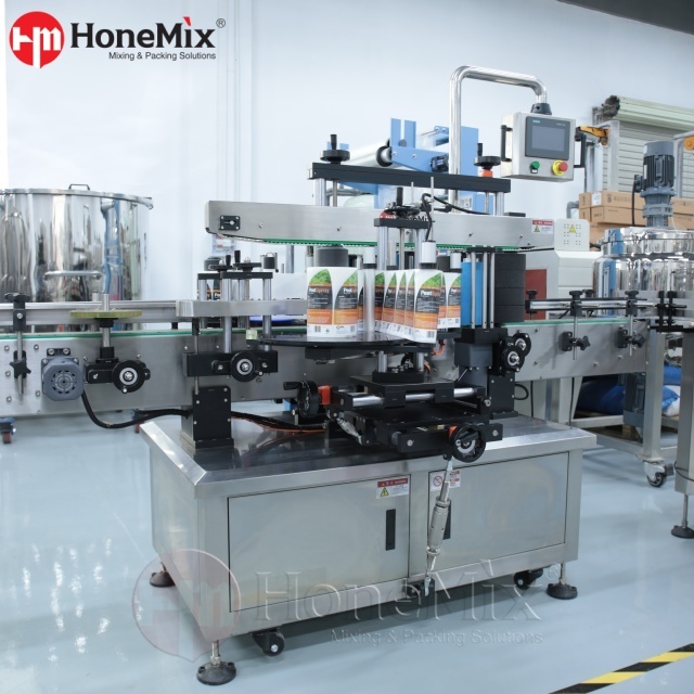 HONEMIX-Double-Side-Labeling-Machine-Front-View-In-Factory