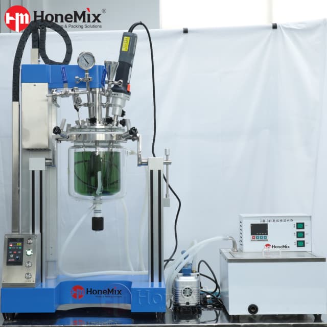 HVE-LG 5L Glass Lab Vacuum Emulsifying Mixer for R&D trials