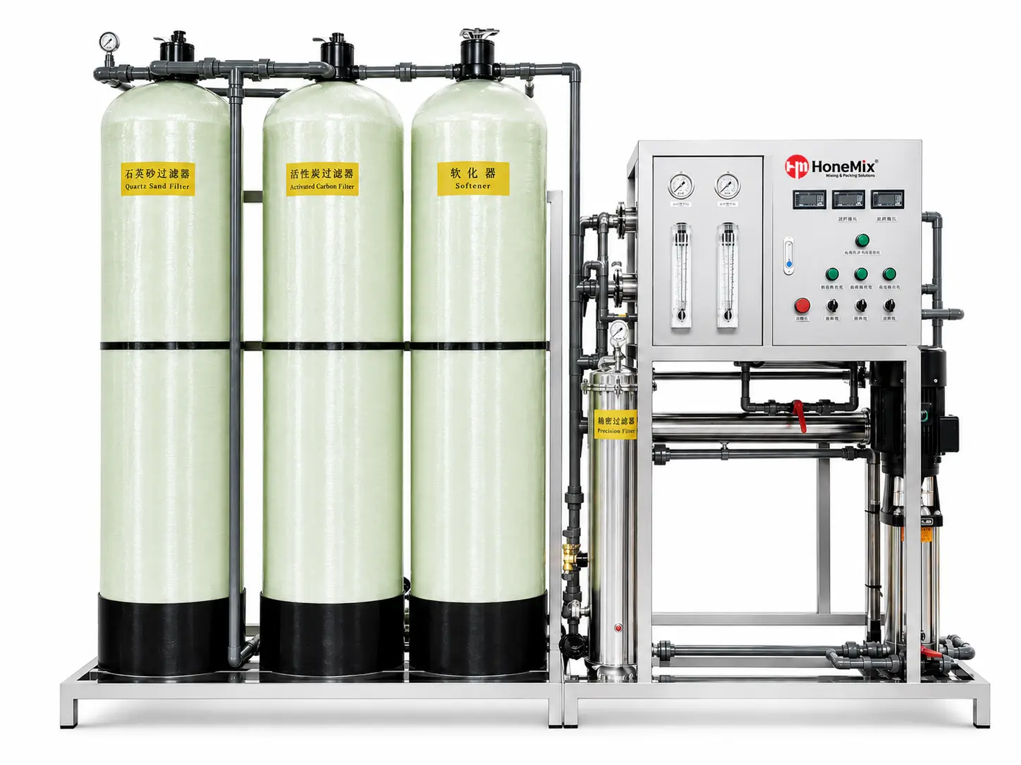 HRO-FRP Single-Pass RO Water Treatment System with Water Softener