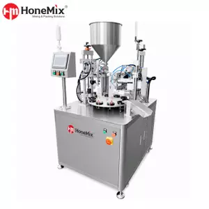 HONEMIX semi automatic tube filling machine with hopper for plastic aluminum and laminated tubes