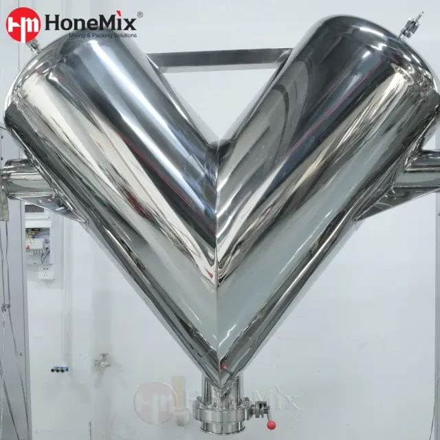 Front View of Stainless Steel V Blender for Powder Mixing