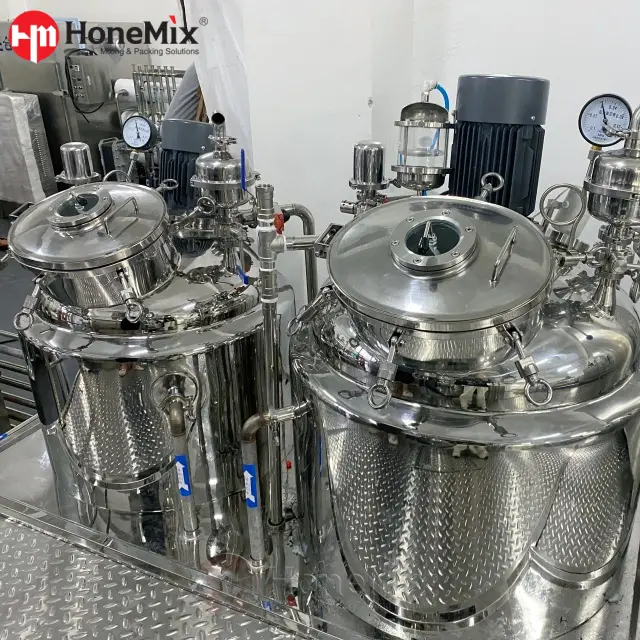 Vacuum Emulsifying Mixer With Water And Oil Phase Tanks