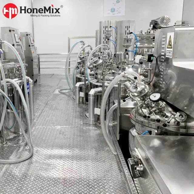 Fixed Type Vacuum Emulsifying Mixer Production Line For Cream And Lotion Manufacturing