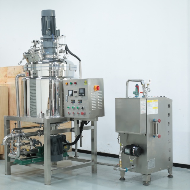 200L Fixed Vacuum Emulsifying Mixer with Water and Oil Phase Tanks