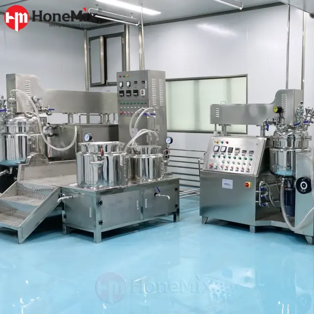 Hydraulic Lifting Vacuum Emulsifying Mixer With Platform And Control System