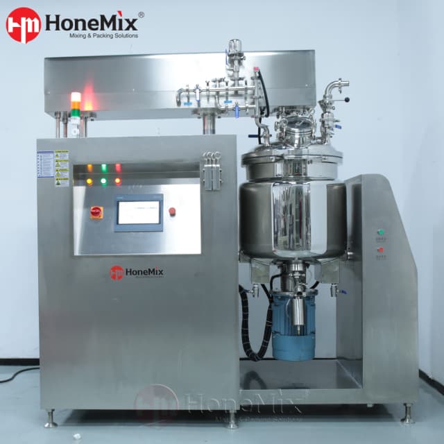 100L HVE-BFT hydraulic lifting vacuum emulsifier for repeatable batch production