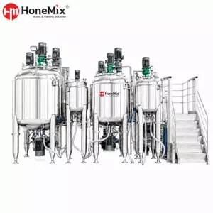 HCM-CF Customized Fixed Type Vacuum Emulsifying Mixer With Stainless Steel Mixing Tanks