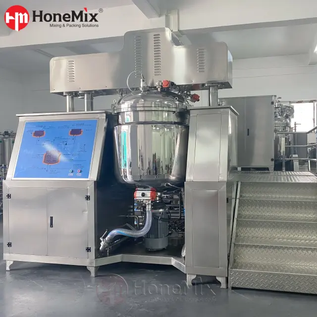 Industrial Vacuum Emulsifying Mixer With Hydraulic Lift Platform