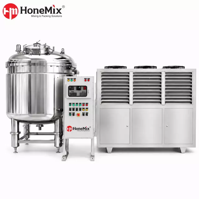 HONEMIX 2000L split-type perfume freezing mixing and filtration system with separate chiller