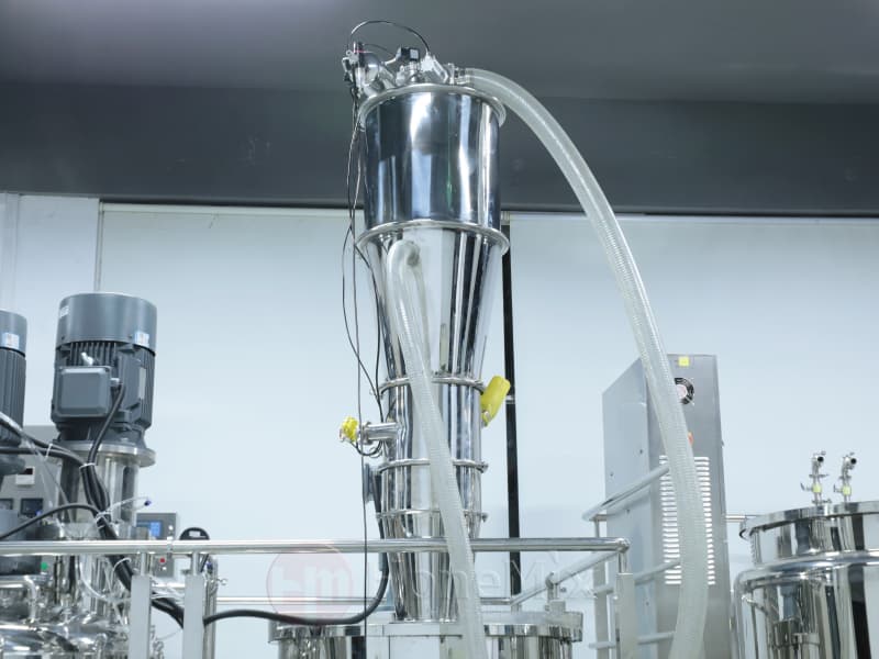 powder feeding and premixing vessel for HTM-FC toothpaste manufacturing system
