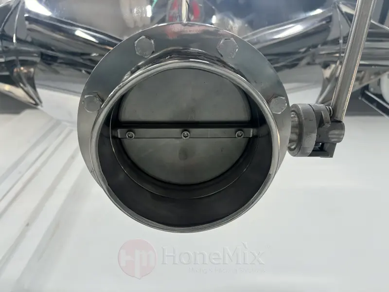 Internal View of V Blender Butterfly Discharge Valve