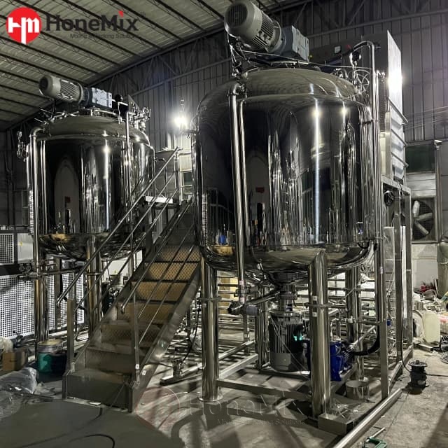 Industrial Fixed Type Vacuum Emulsifying Mixer For Cosmetic Cream Manufacturing
