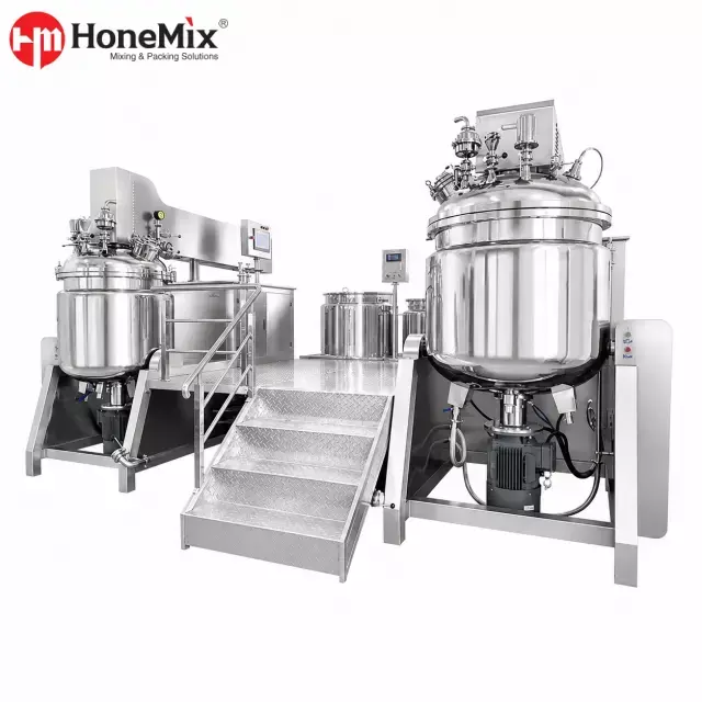 Hydraulic Lifting Vacuum Emulsifying Mixer With Dual Auxiliary Tanks