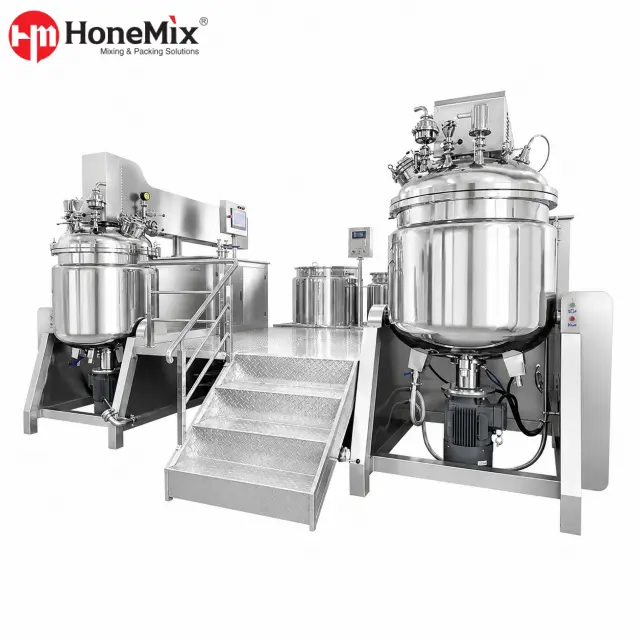 Hydraulic Lifting Vacuum Emulsifying Mixer With Dual Auxiliary Tanks