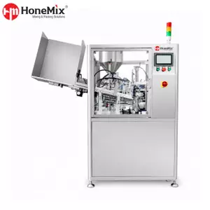 Macchina automatica per il riempimento di tubi a ultrasuoni con vista laterale e coperchio aperto