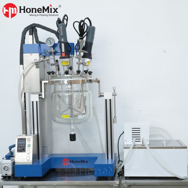 HVE-LG 10L Glass Lab Vacuum Emulsifying Mixer for laboratory scale-up