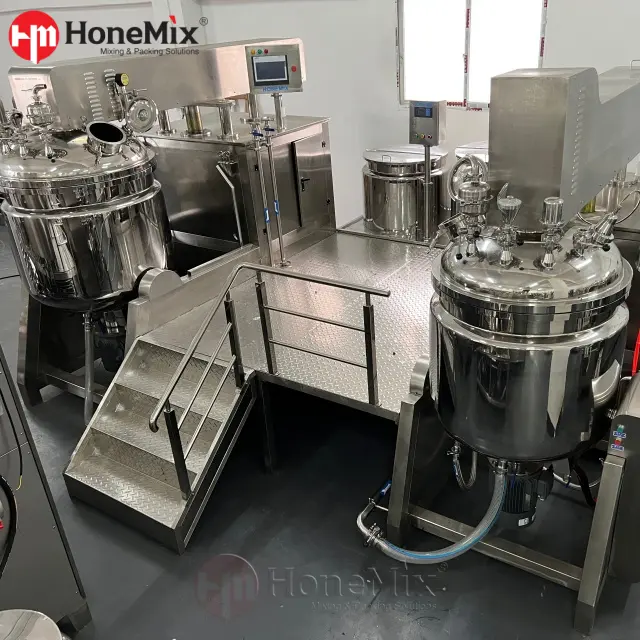 HCM-CH Custom Vacuum Emulsifying Mixer With Hydraulic Lift And Control Cabinet